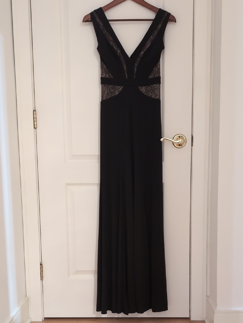 BCBGMaxAzria Black Lace-Trim V-Neck Maxi Dress